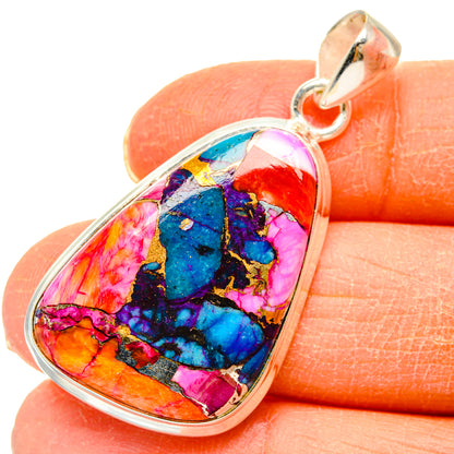 Kingman Pink Dahlia Turquoise Pendants handcrafted by Ana Silver Co - PD29197