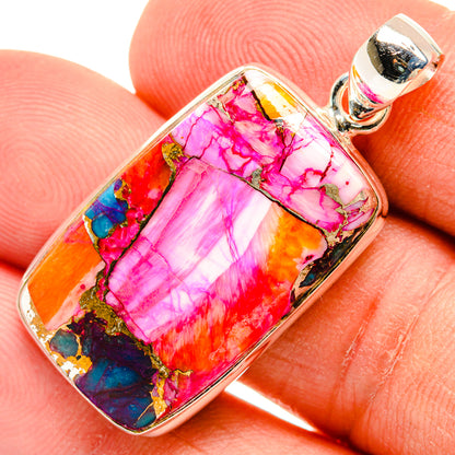 Kingman Pink Dahlia Turquoise Pendants handcrafted by Ana Silver Co - PD29204