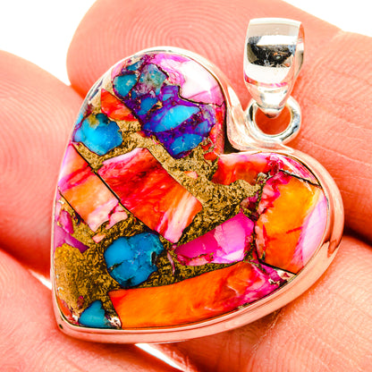 Kingman Pink Dahlia Turquoise Pendants handcrafted by Ana Silver Co - PD29207