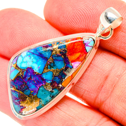 Kingman Pink Dahlia Turquoise Pendants handcrafted by Ana Silver Co - PD29209