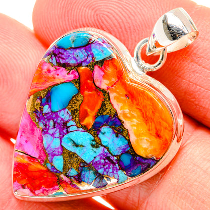 Kingman Pink Dahlia Turquoise Pendants handcrafted by Ana Silver Co - PD29213