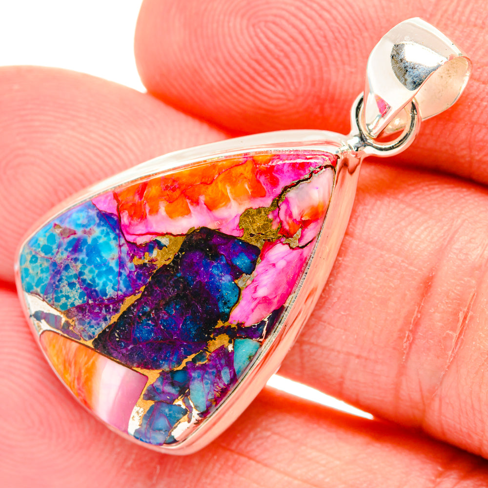 Kingman Pink Dahlia Turquoise Pendants handcrafted by Ana Silver Co - PD29214