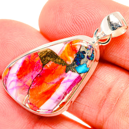 Kingman Pink Dahlia Turquoise Pendants handcrafted by Ana Silver Co - PD29215