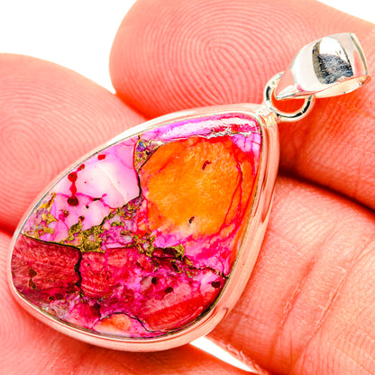 Kingman Pink Dahlia Turquoise Pendants handcrafted by Ana Silver Co - PD29218