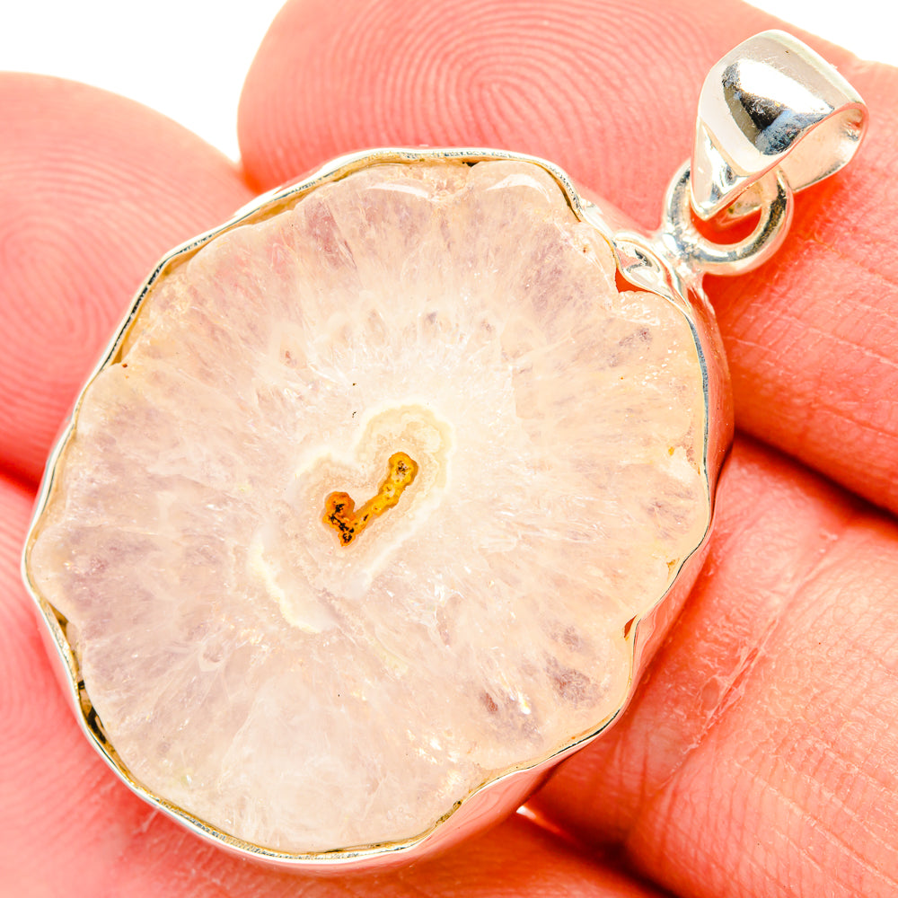 White Geode Slice Pendants handcrafted by Ana Silver Co - PD29252