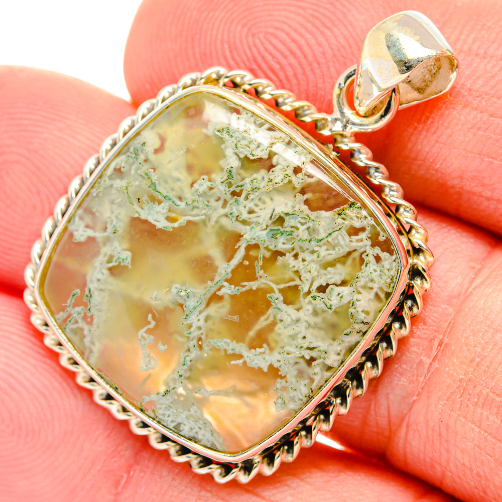 Green Moss Agate Pendants handcrafted by Ana Silver Co - PD29287