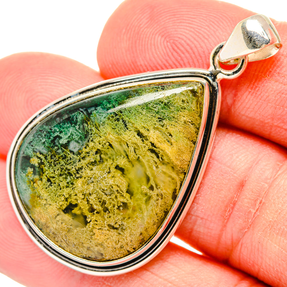 Green Moss Agate Pendants handcrafted by Ana Silver Co - PD29290