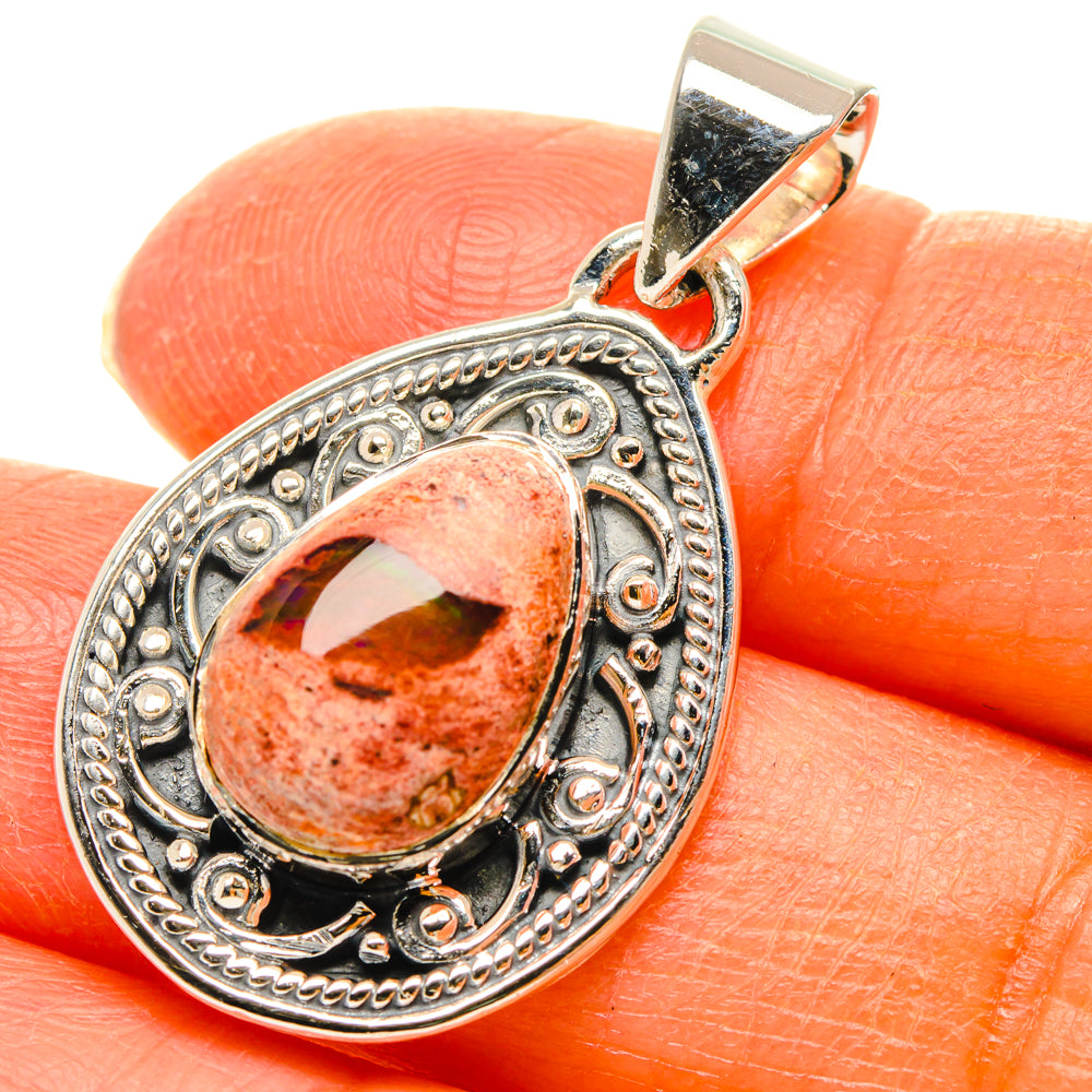 Mexican Fire Opal Pendants handcrafted by Ana Silver Co - PD29399