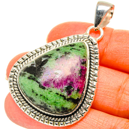 Ruby Zoisite Pendants handcrafted by Ana Silver Co - PD29406