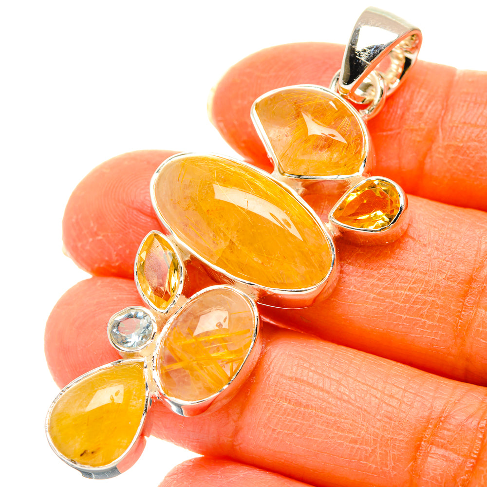 Rutilated Quartz Pendants handcrafted by Ana Silver Co - PD29431