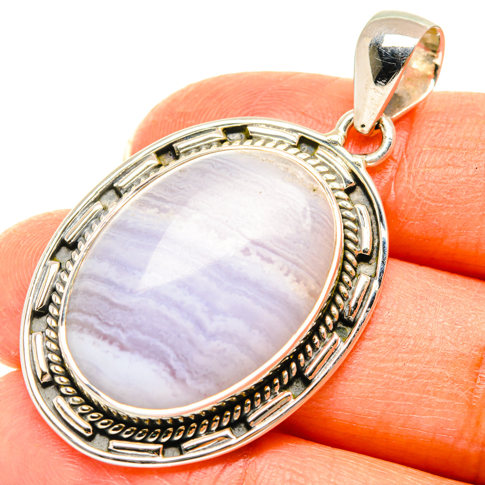 Blue Lace Agate Pendants handcrafted by Ana Silver Co - PD29484
