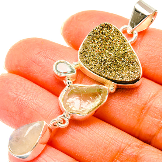 Spectro Pyrite Druzy Pendants handcrafted by Ana Silver Co - PD29489