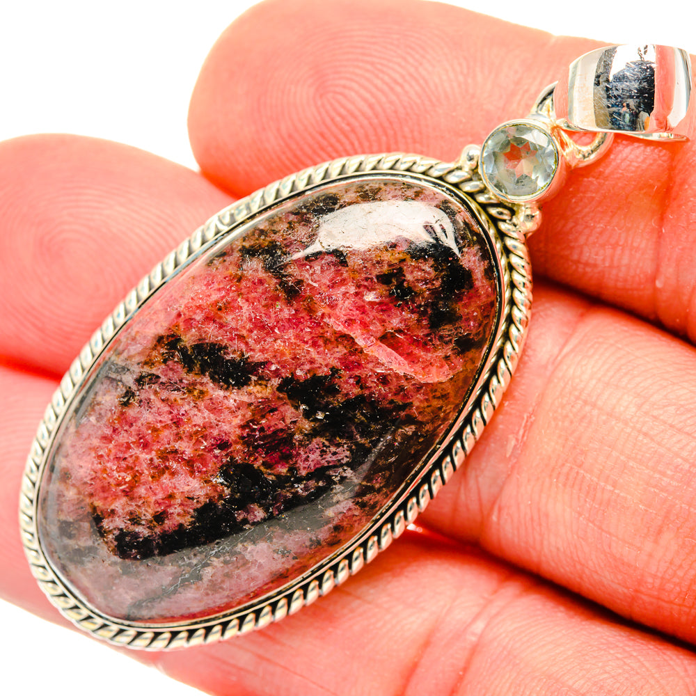 Russian Eudialyte, Blue Topaz Pendants handcrafted by Ana Silver Co - PD29516