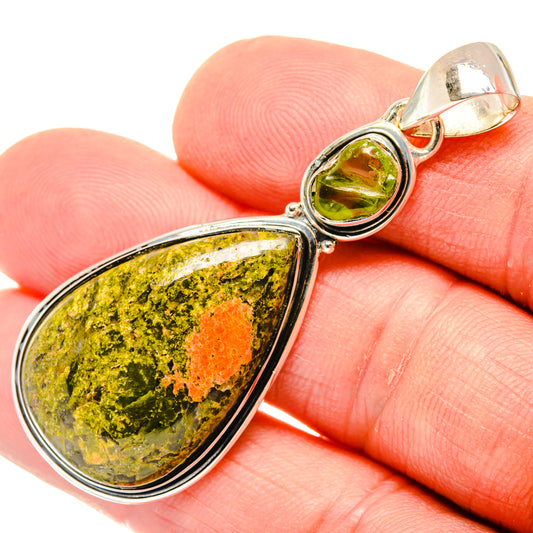 Unakite, Peridot Pendants handcrafted by Ana Silver Co - PD29534