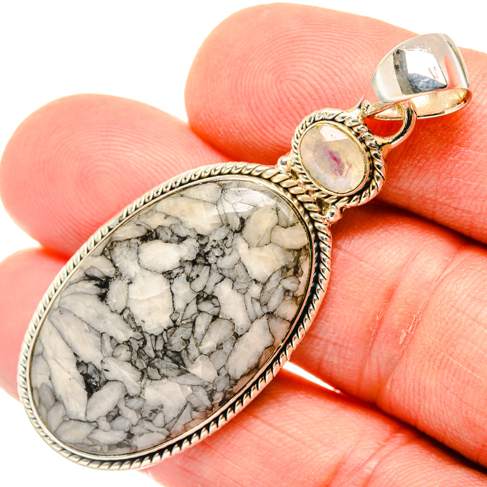 Pinolith Jasper, Rainbow Moonstone Pendants handcrafted by Ana Silver Co - PD29535