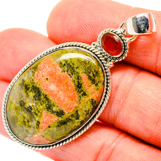 Unakite, Carnelian Pendants handcrafted by Ana Silver Co - PD29537