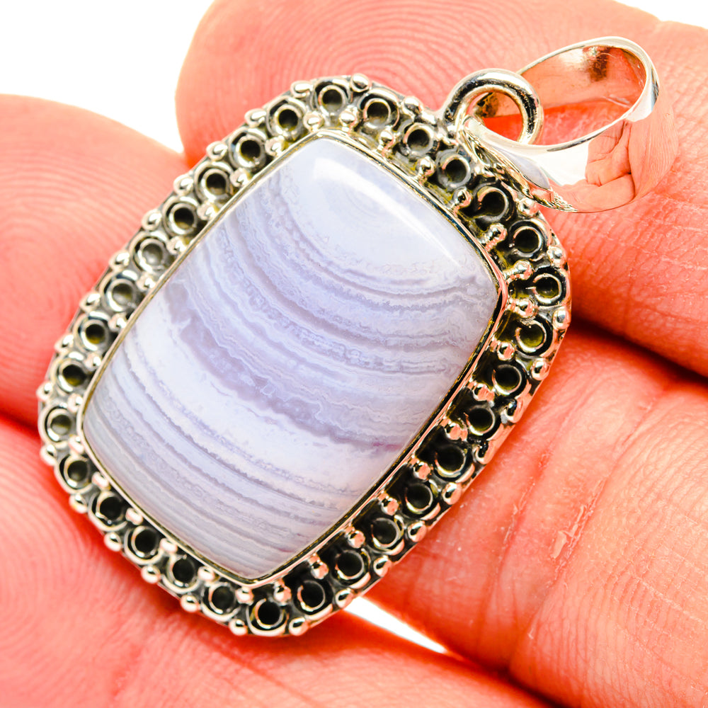 Blue Lace Agate Pendants handcrafted by Ana Silver Co - PD29554