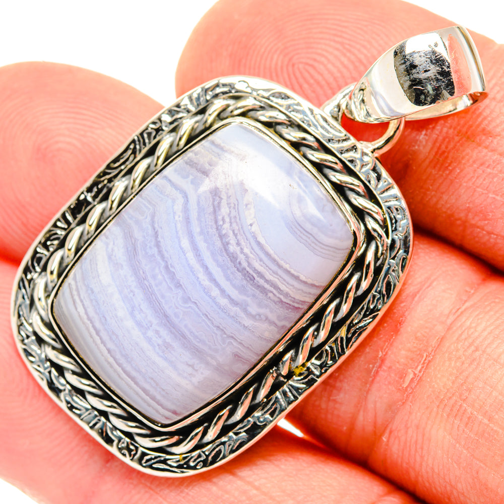 Blue Lace Agate Pendants handcrafted by Ana Silver Co - PD29561