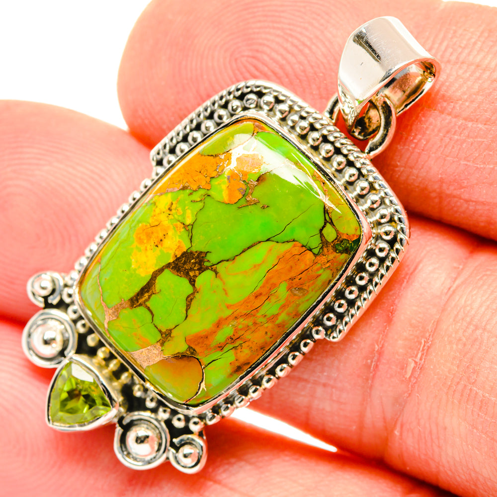Green Copper Composite Turquoise Pendants handcrafted by Ana Silver Co - PD29573