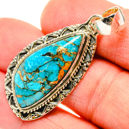 Blue Copper Composite Turquoise Pendants handcrafted by Ana Silver Co - PD29597