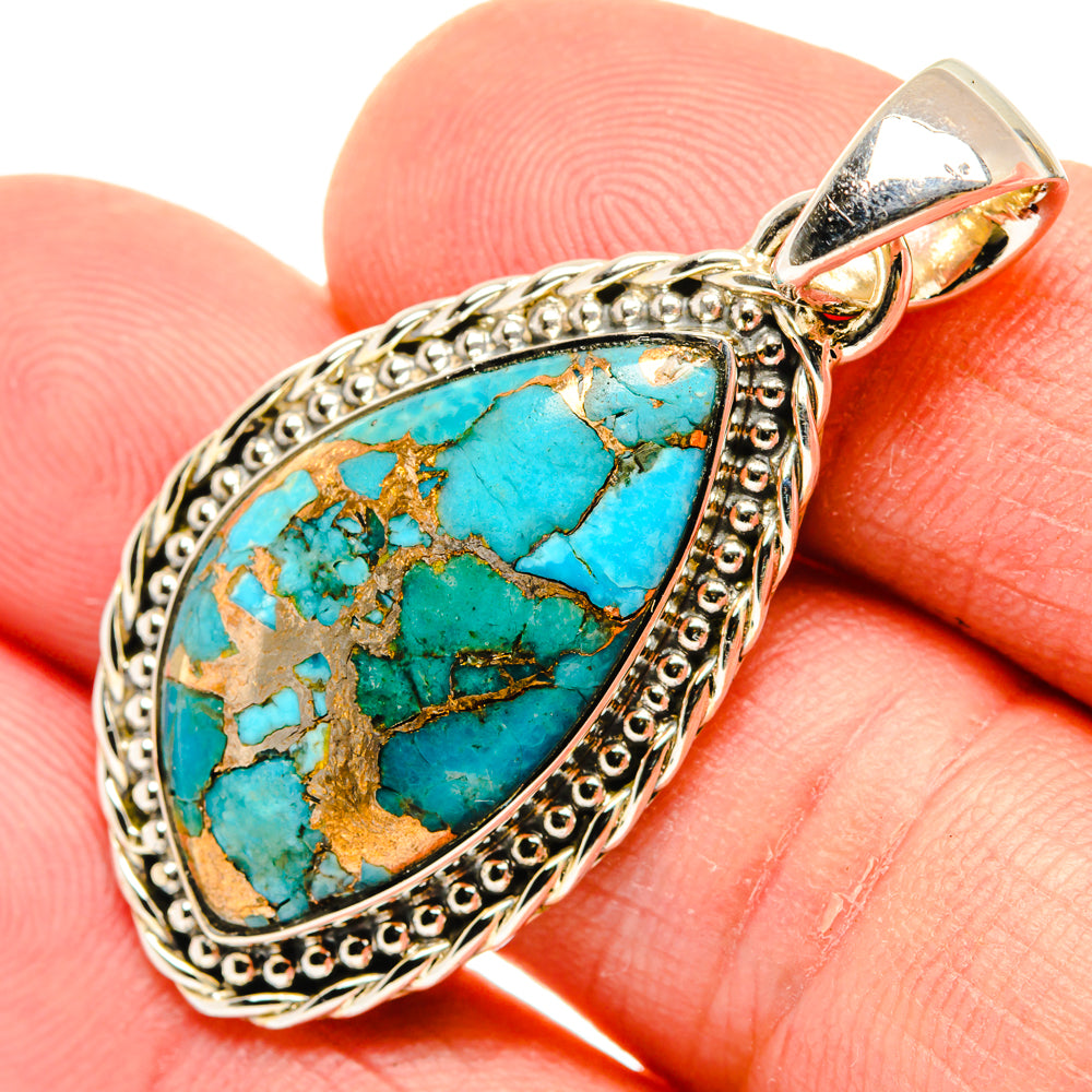 Blue Copper Composite Turquoise Pendants handcrafted by Ana Silver Co - PD29599