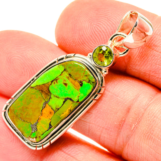 Green Copper Composite Turquoise, Peridot Pendants handcrafted by Ana Silver Co - PD29612