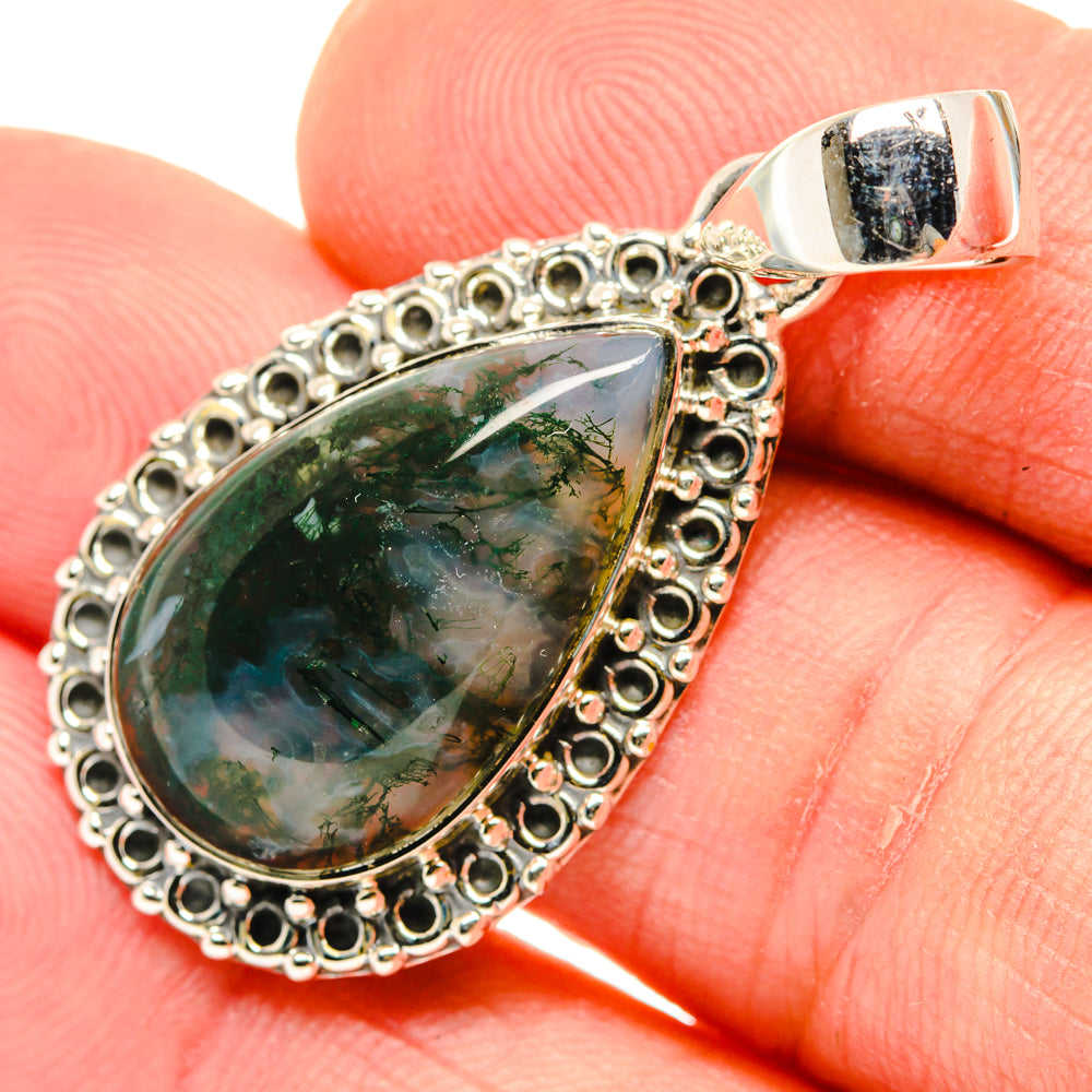 Green Moss Agate Pendants handcrafted by Ana Silver Co - PD29619