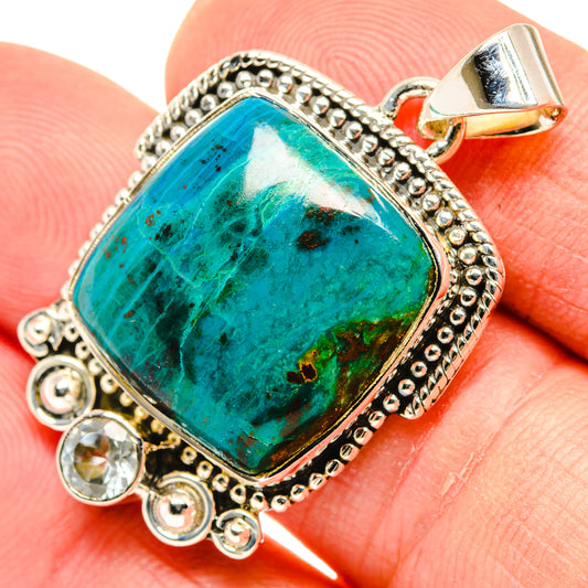 Chrysocolla, Blue Topaz Pendants handcrafted by Ana Silver Co - PD29622
