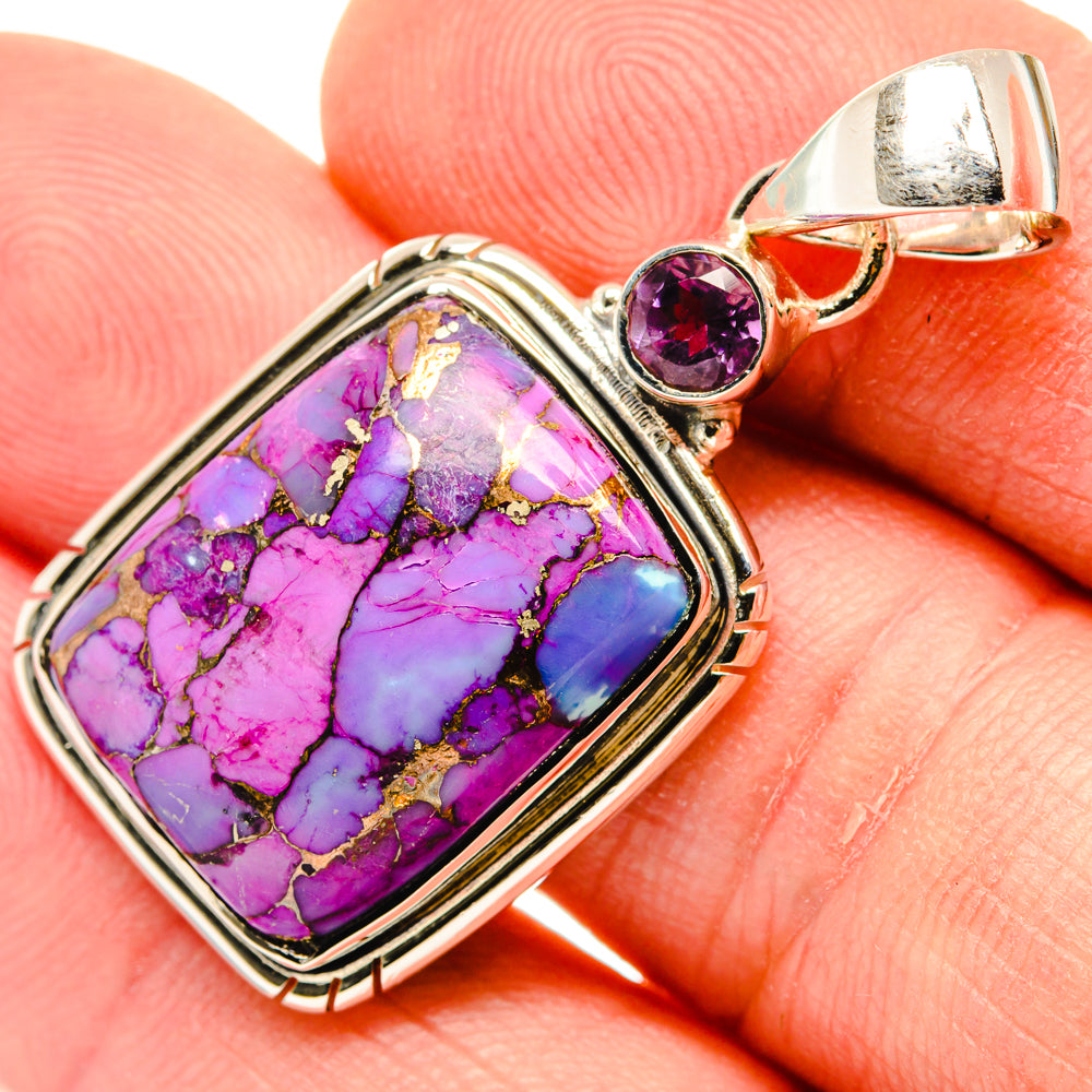 Purple Copper Composite Turquoise, Amethyst Pendants handcrafted by Ana Silver Co - PD29625