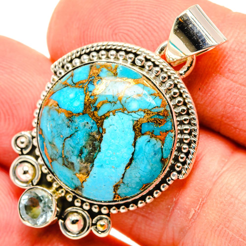 Blue Copper Composite Turquoise Pendants handcrafted by Ana Silver Co - PD29628