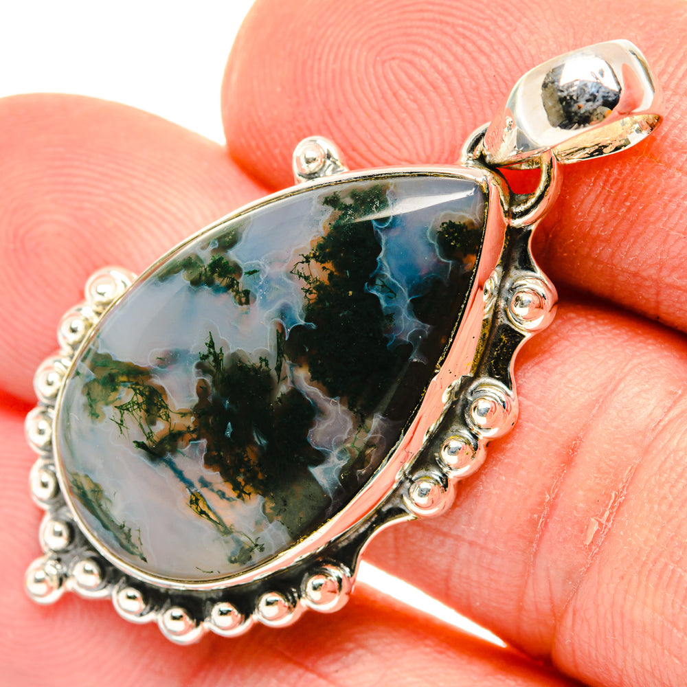 Green Moss Agate Pendants handcrafted by Ana Silver Co - PD29636
