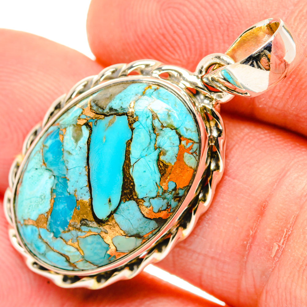 Blue Copper Composite Turquoise Pendants handcrafted by Ana Silver Co - PD29647