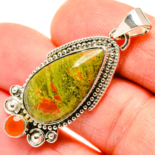Unakite, Carnelian Pendants handcrafted by Ana Silver Co - PD29650