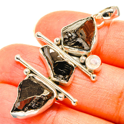 925 sterling silver pendant with rough dark garnet and moonstone accents, loop bail