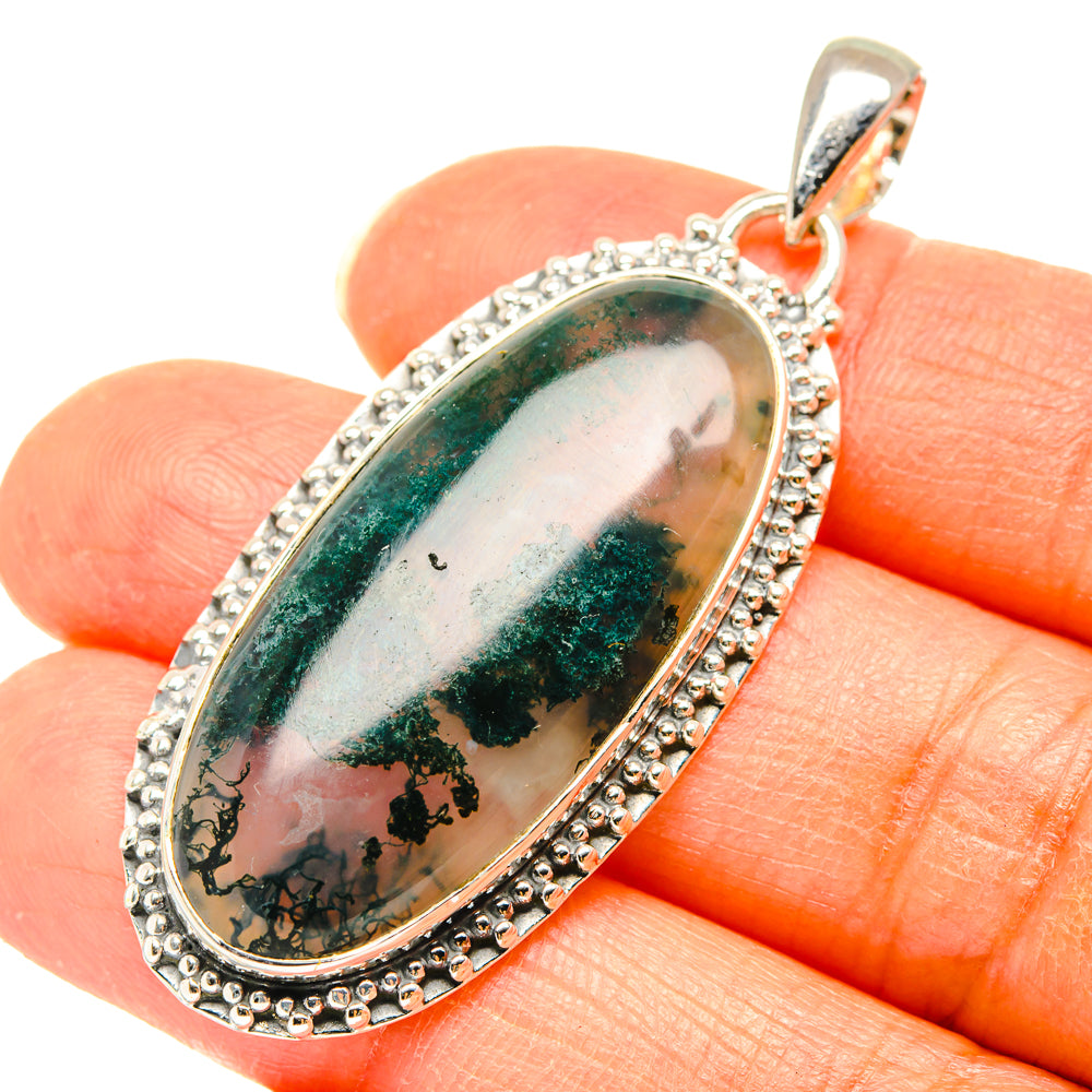 Green Moss Agate Pendants handcrafted by Ana Silver Co - PD29678