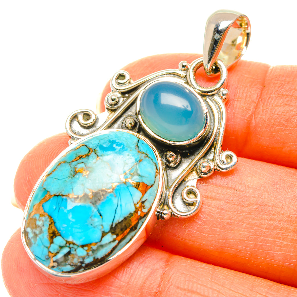 Blue Copper Composite Turquoise Pendants handcrafted by Ana Silver Co - PD29700