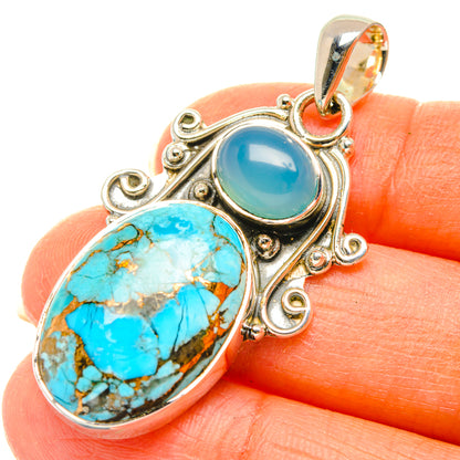 Blue Copper Composite Turquoise Pendants handcrafted by Ana Silver Co - PD29700