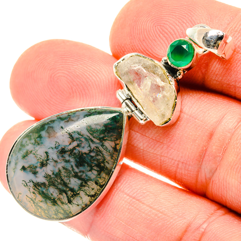 Green Moss Agate Pendants handcrafted by Ana Silver Co - PD29737