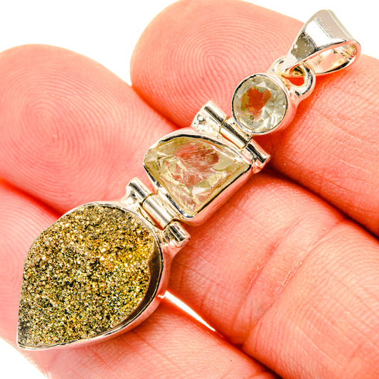 Spectro Pyrite Druzy Pendants handcrafted by Ana Silver Co - PD29791