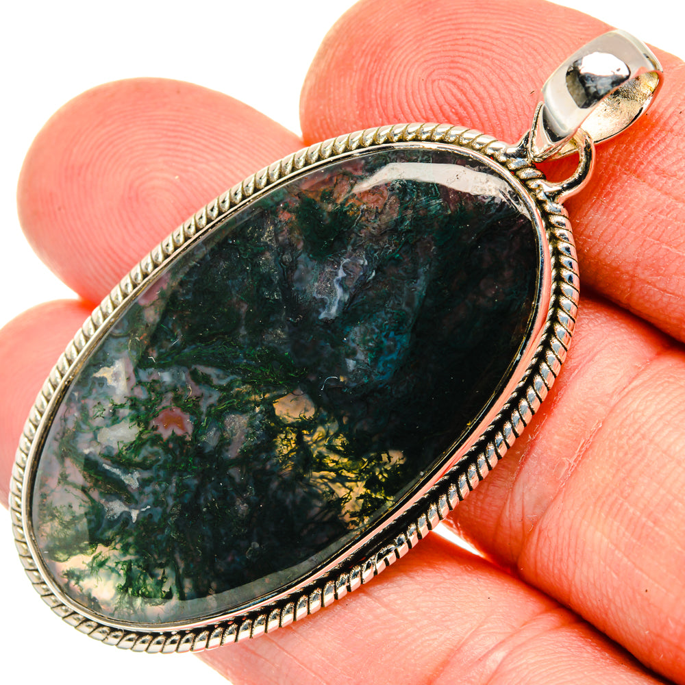 Green Moss Agate Pendants handcrafted by Ana Silver Co - PD29826