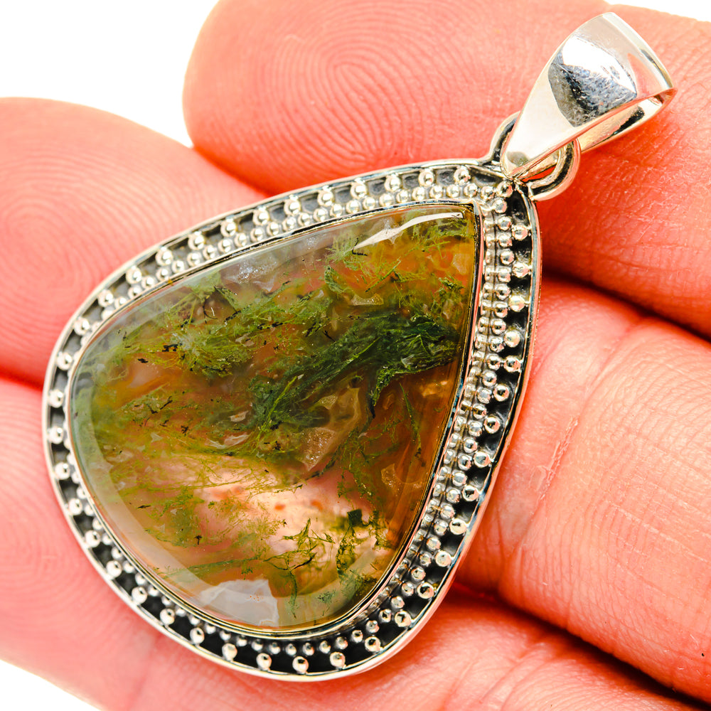 Green Moss Agate Pendants handcrafted by Ana Silver Co - PD29873