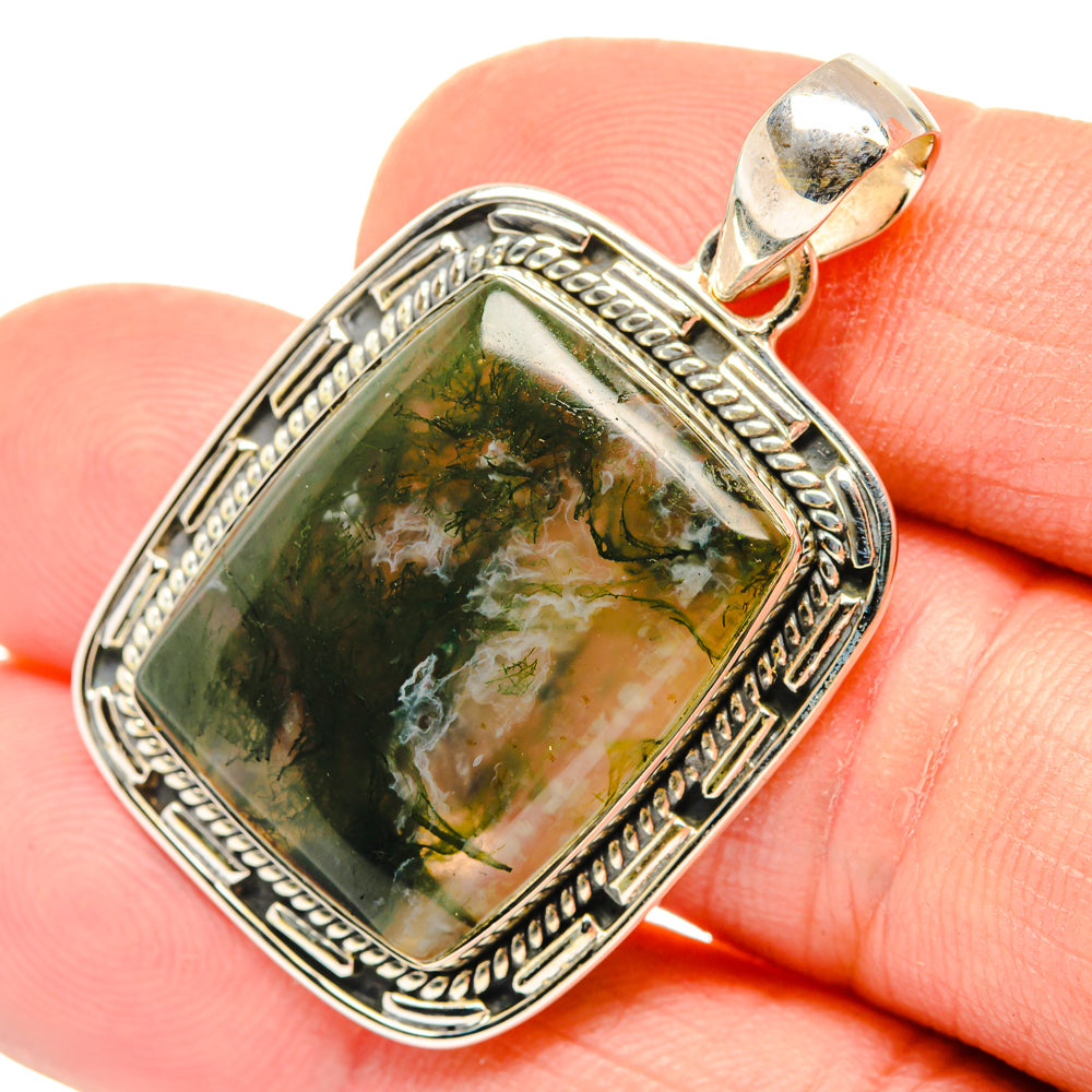 Green Moss Agate Pendants handcrafted by Ana Silver Co - PD29876