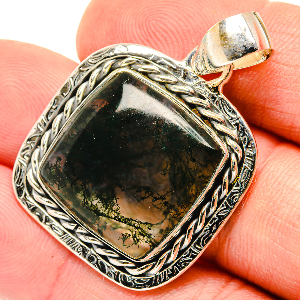 Green Moss Agate Pendants handcrafted by Ana Silver Co - PD29877