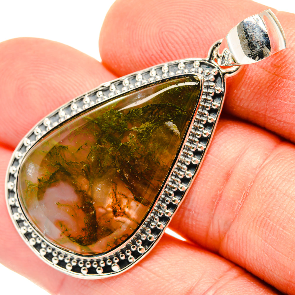 Green Moss Agate Pendants handcrafted by Ana Silver Co - PD29883