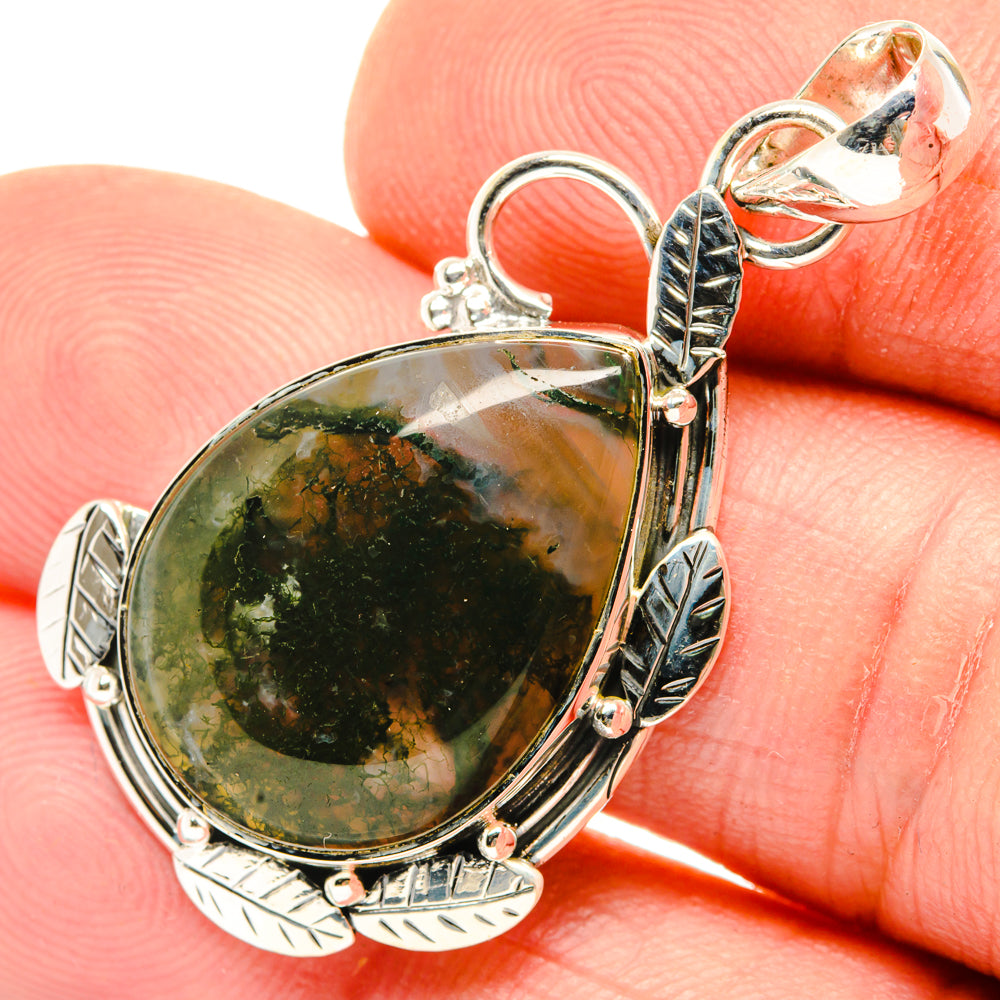Green Moss Agate Pendants handcrafted by Ana Silver Co - PD29895