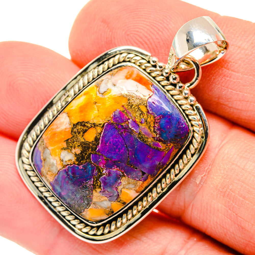 Purple Orange Copper Composite Turquoise Pendants handcrafted by Ana Silver Co - PD29968