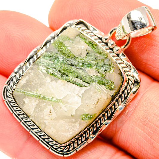 Green Tourmaline In Quartz Pendants handcrafted by Ana Silver Co - PD29996