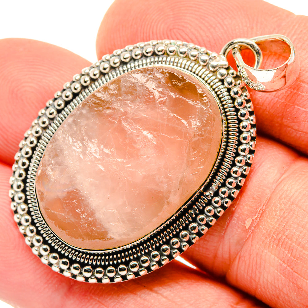 Rose Quartz Pendants handcrafted by Ana Silver Co - PD30026