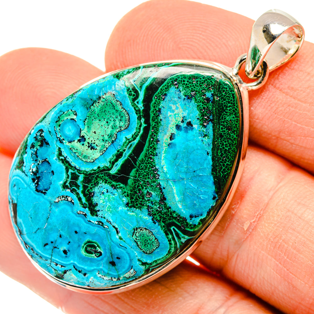 Malachite In Chrysocolla Pendants handcrafted by Ana Silver Co - PD30040
