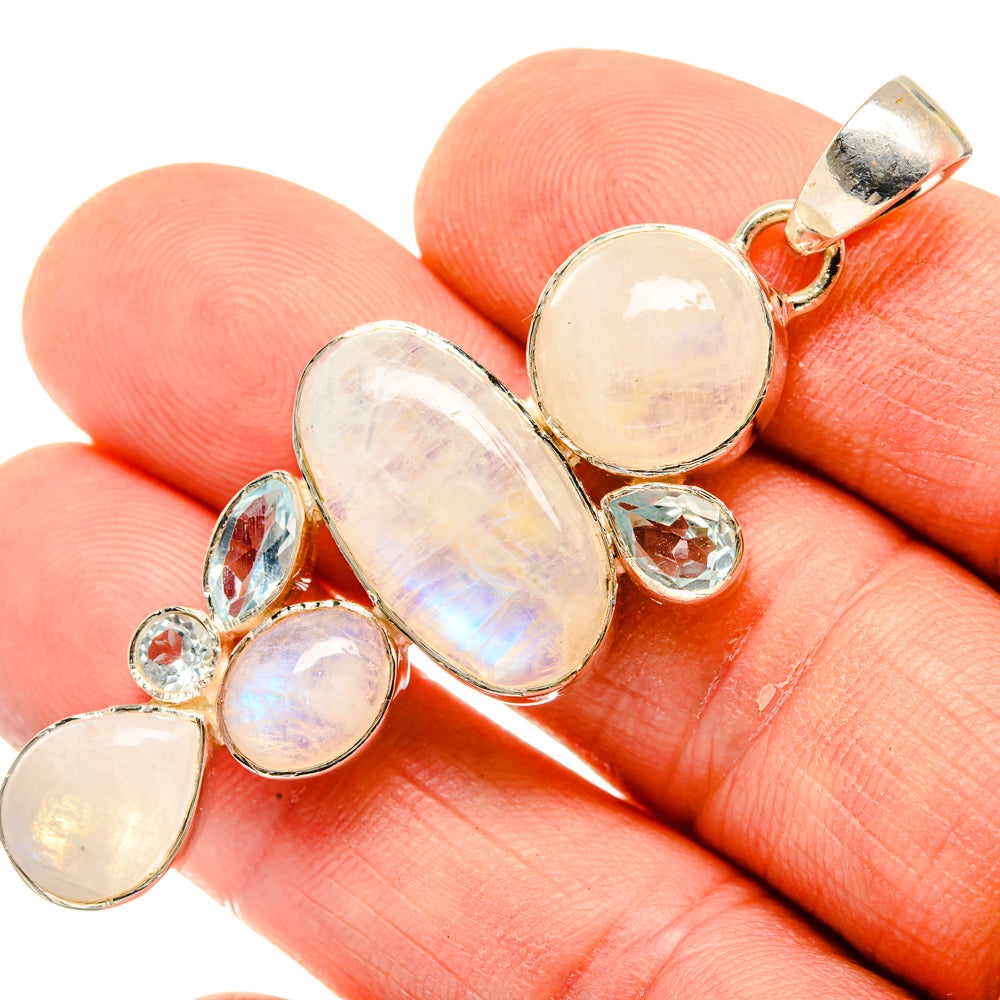 Rainbow Moonstone Pendants handcrafted by Ana Silver Co - PD30078